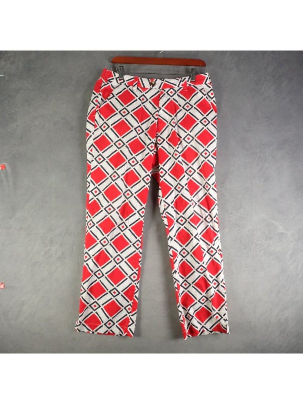 Loudmouth Pants Mens 32X30 Red White Argyle Golf Chino Cotton